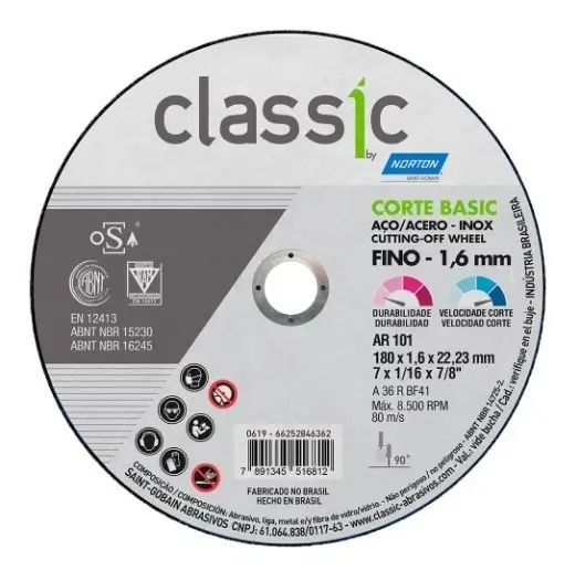 DISCO CORTE INOX 7 X 1.6 X 22 T41 CLASSIC