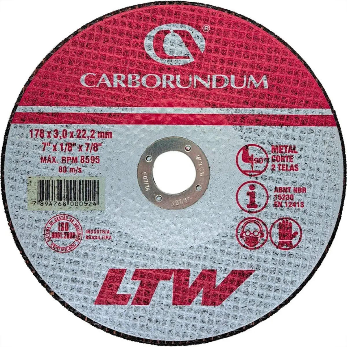 DISCO CORTE ACO 07'' X1/8 X 7/8 2TELAS CARBORUNDUM