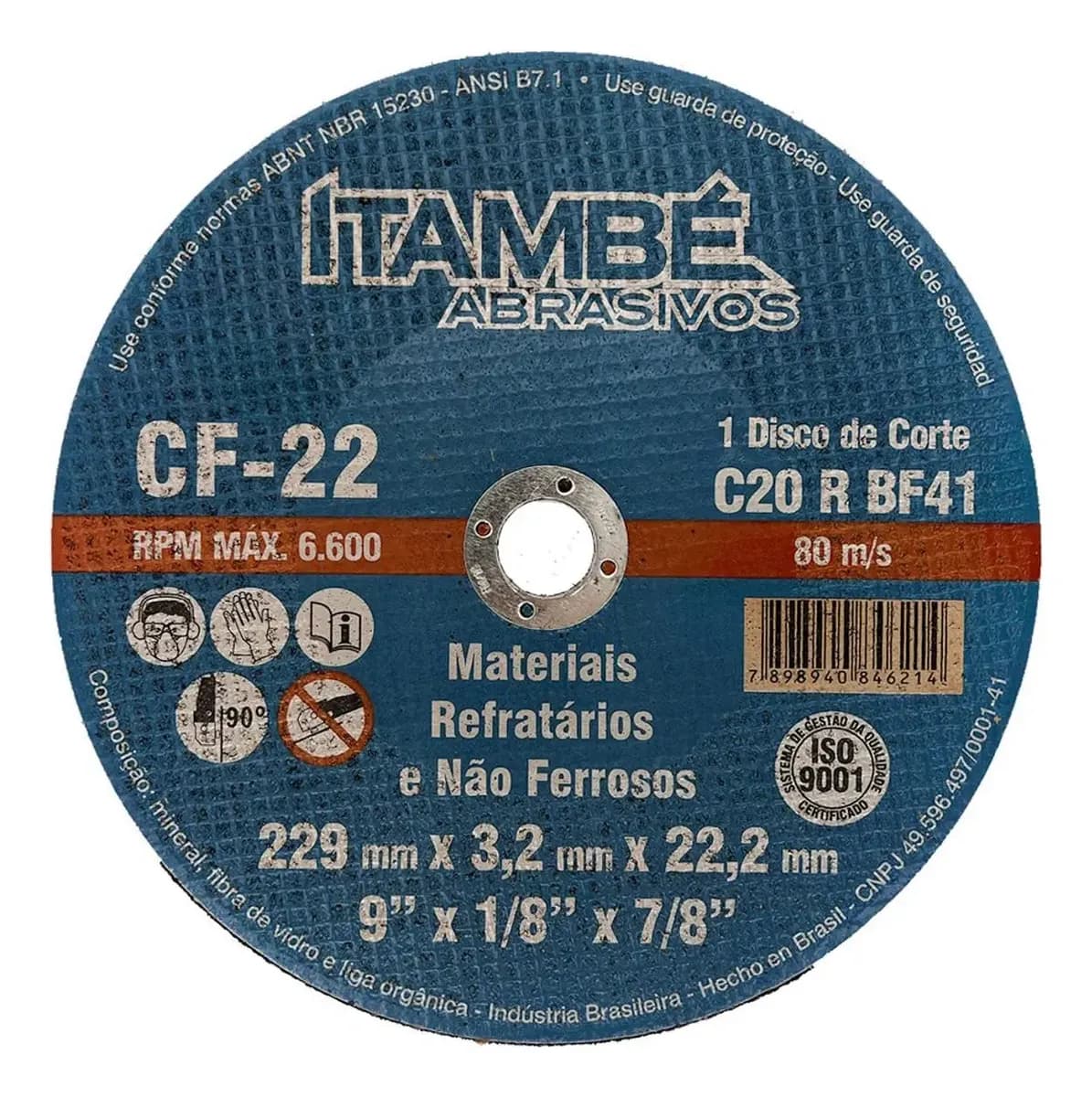 DISCO CORTE ACO 09'' X 1/8 X 7/8 ITAMBE