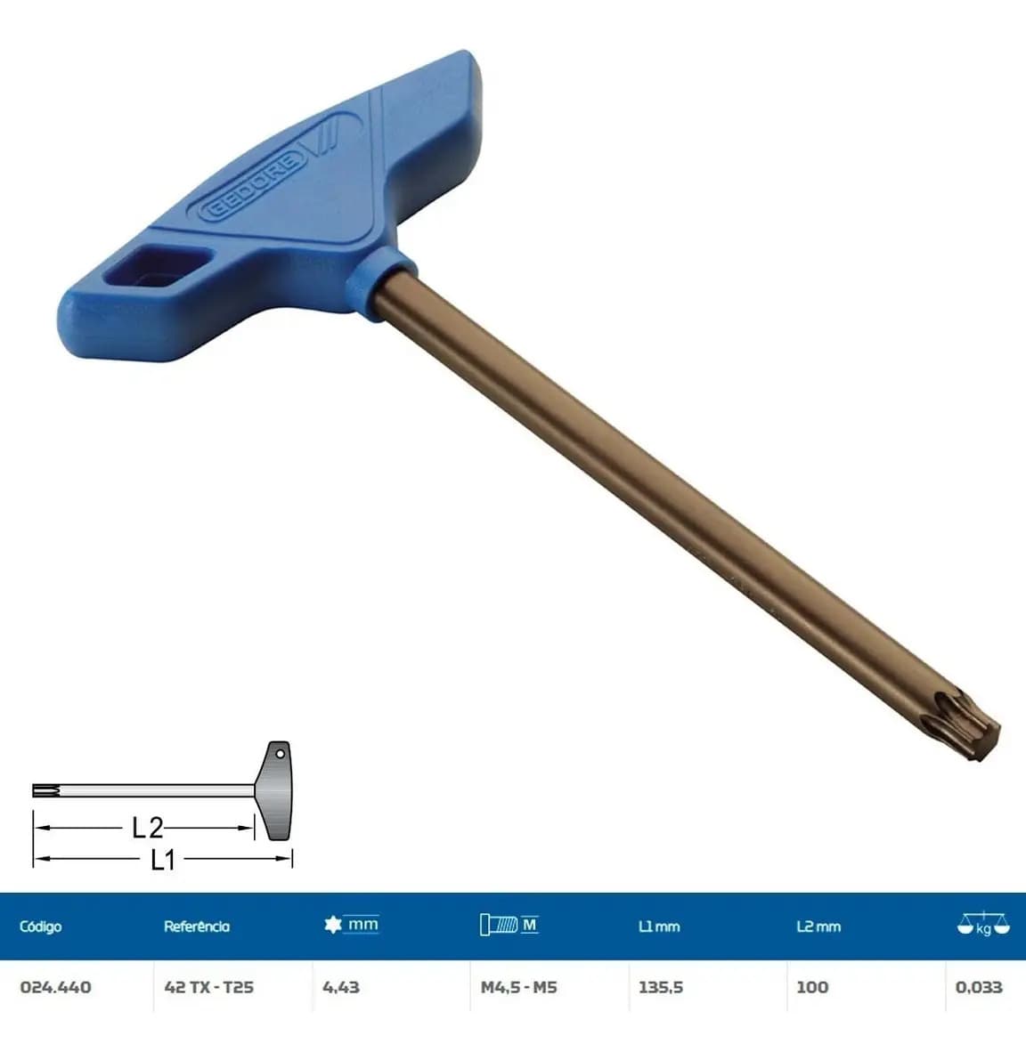 CHAVE TORX C/CB "T"-42TX-T25