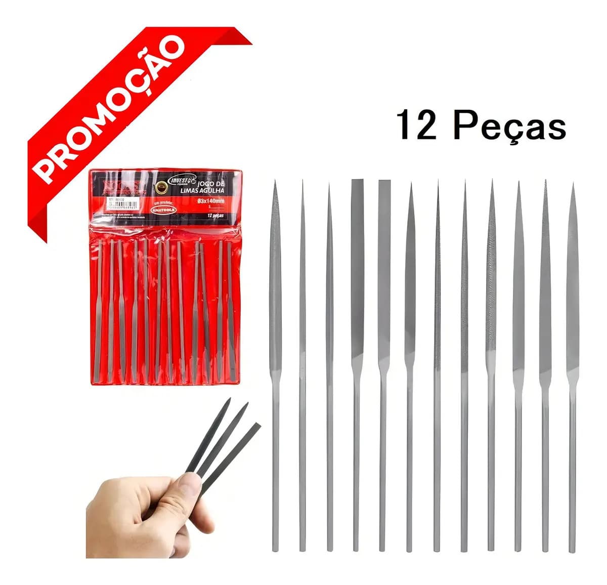 LIMA AGULHA 140MM JG C/ 12 PCS