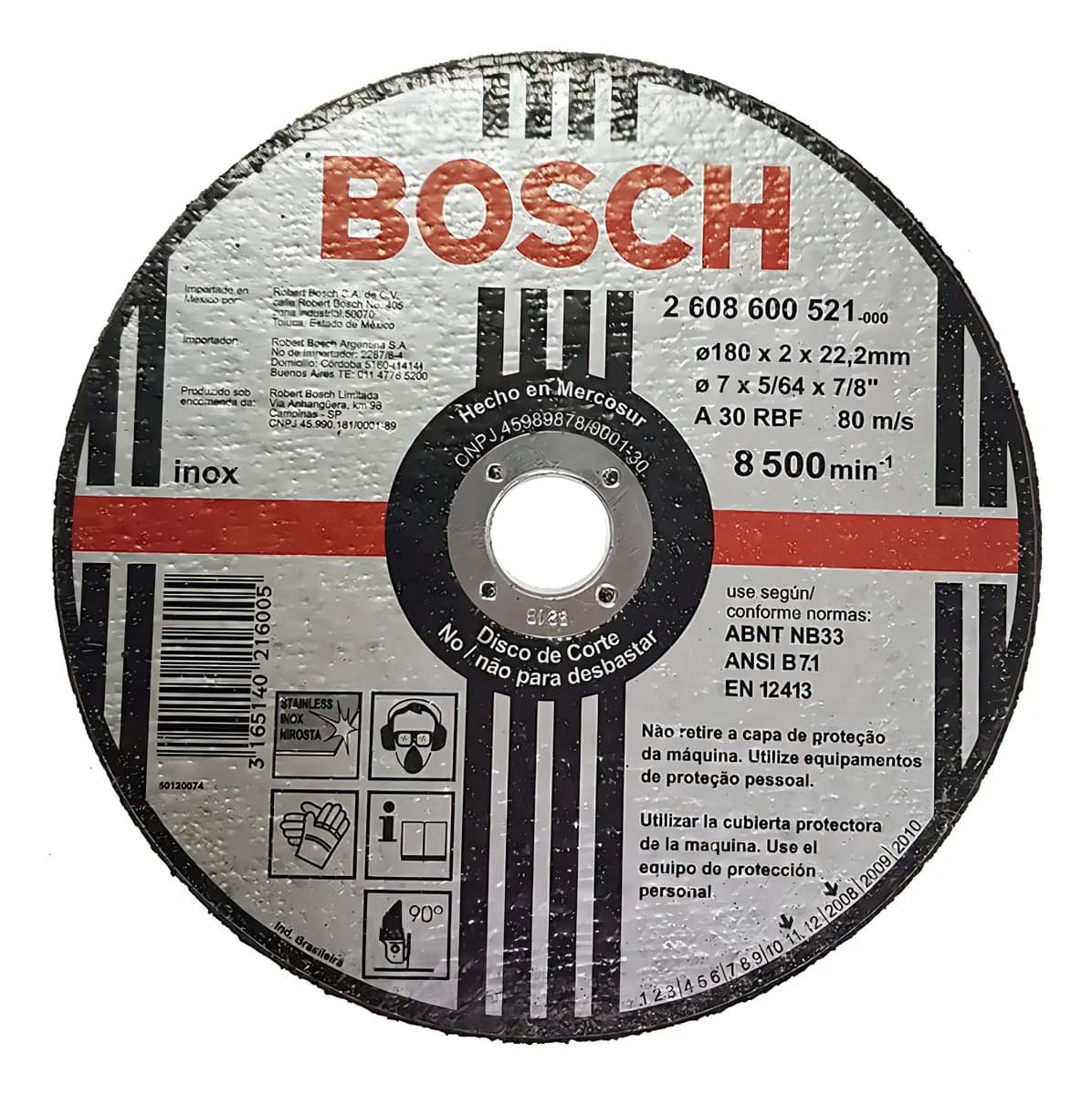 DISCO CORTE INOX 7 X 1.6 X 22 A46 V BOSCH