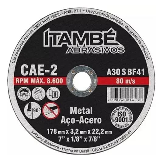 DISCO CORTE ACO 10'' X 1/8 X 7/8