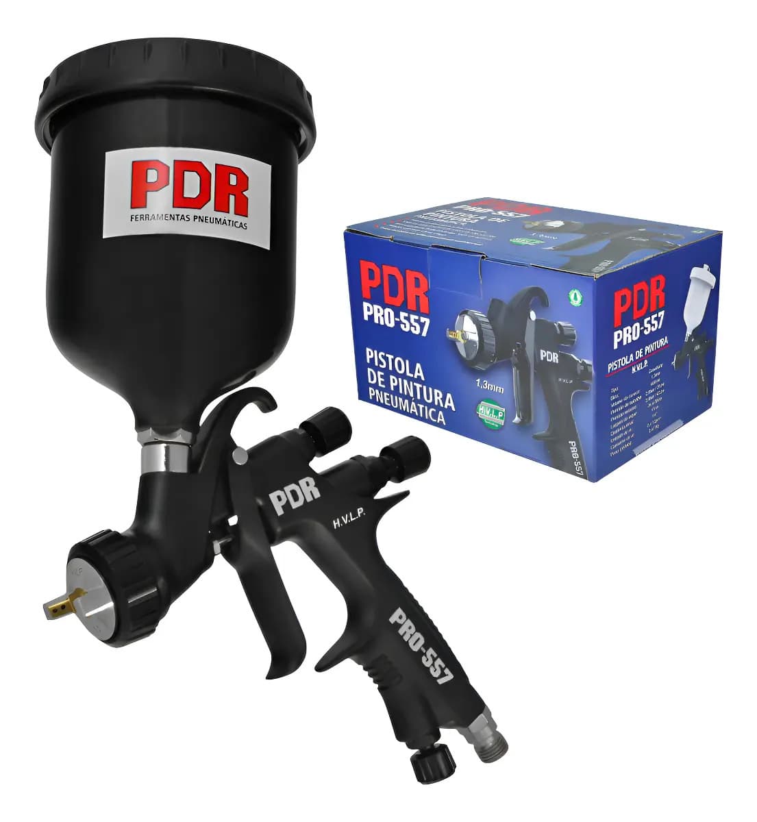 PDR-PISTOLA PINTURA GRAV. HVLP BICO 1.7MM C/600ML — imagem 1