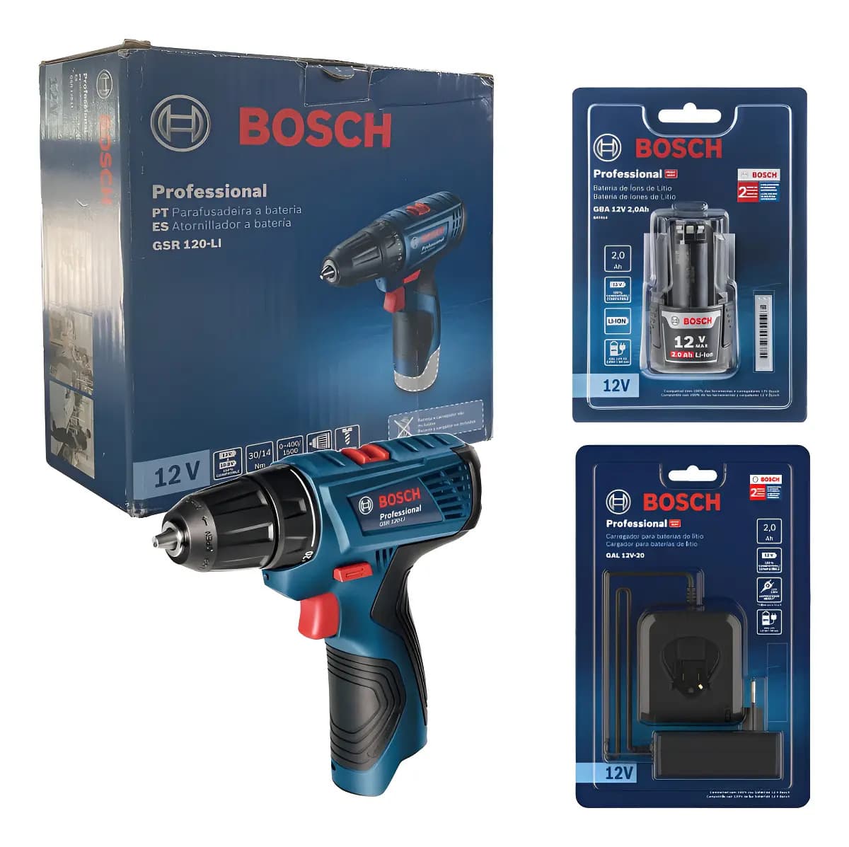 PARAFUSADEIRA/FURAD. BATERIA GSR 120 LIT BOSCH — imagem 1