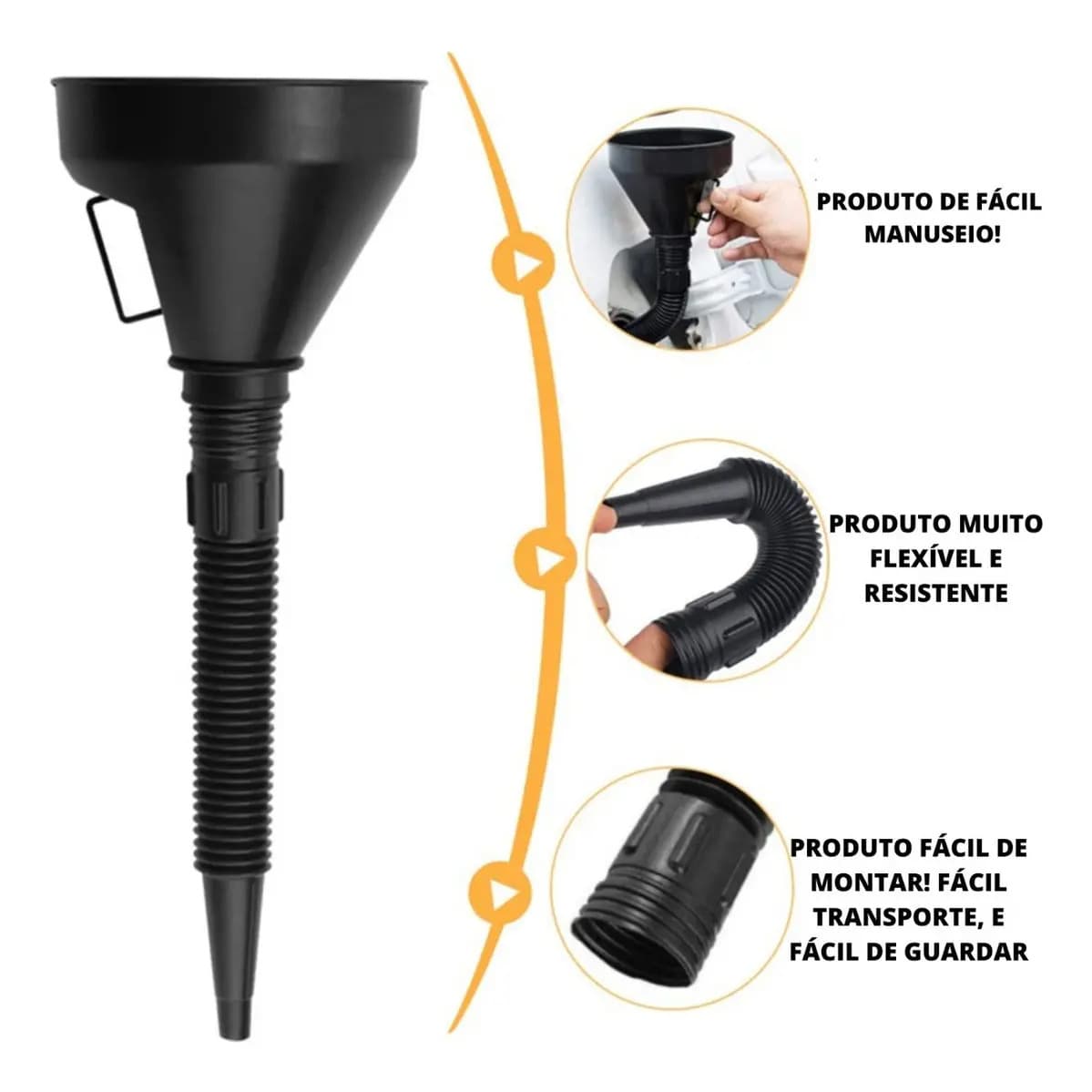 FUNIL PVC FLEXIVEL - PRETO / AMARELO